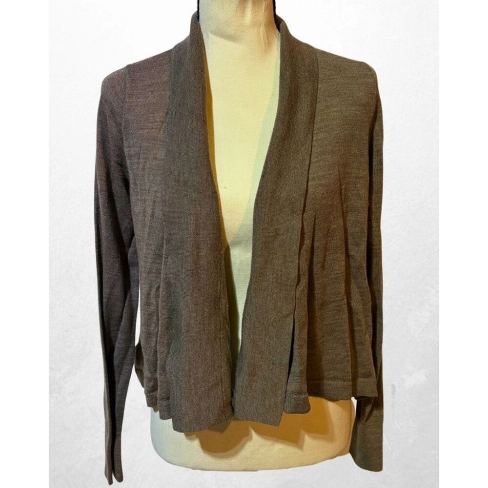 Ann Taylor LOFT Brown Olive Open Cardigan Size S Wool Blend Draped Knit